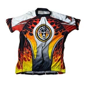 Primal Wear Cycling Bike Shirt Jersey Inferno Flame Yellow Orange Fire sz XXL